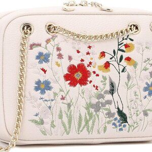 Convertible Leather Crossbody Bag for Women - Floral Design & RFID Protection